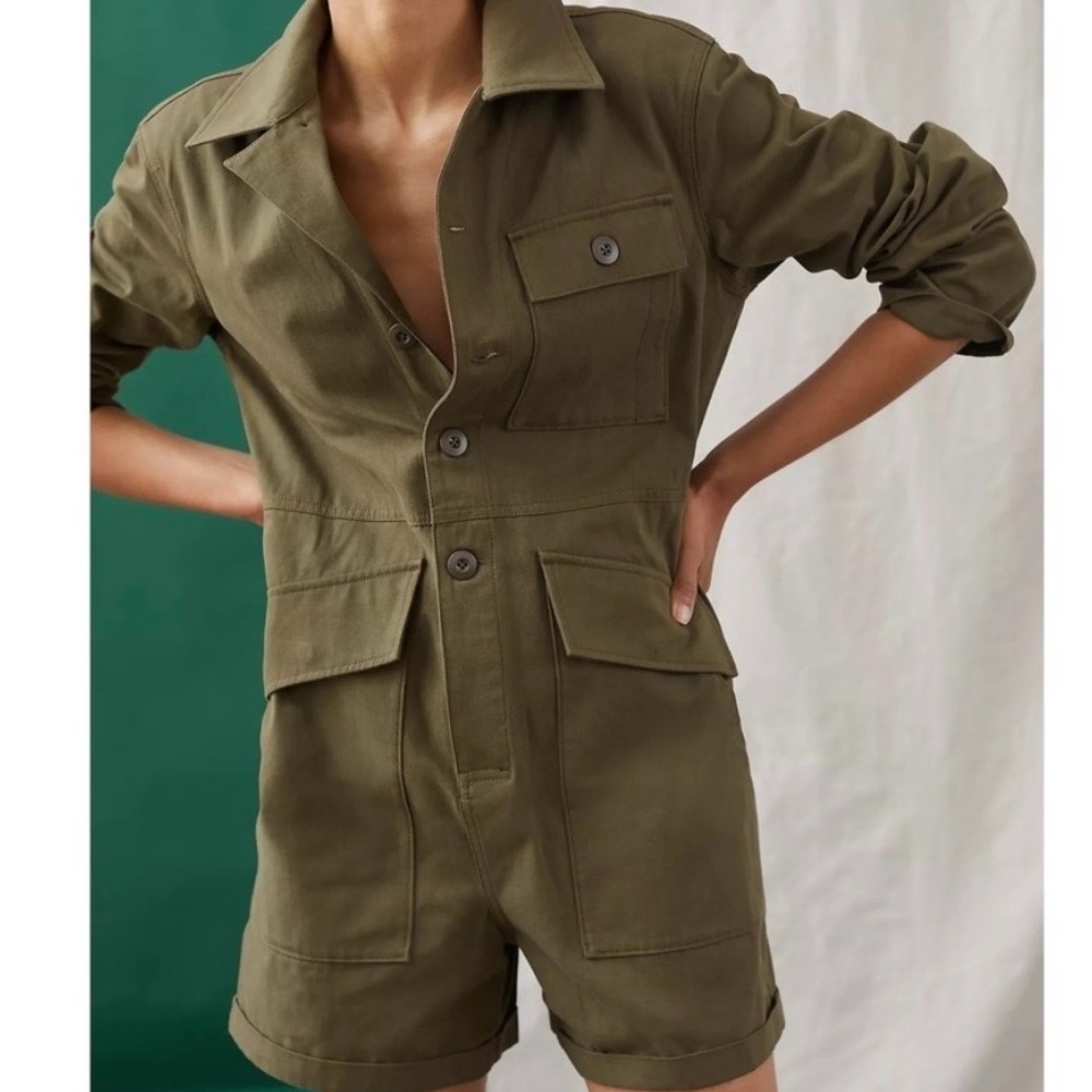 EUC Mare Mare x Anthropologie olive utility romper